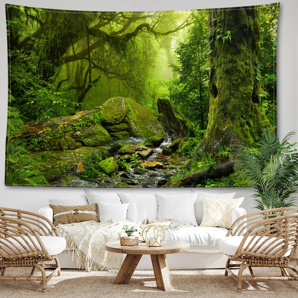 Big Stone Forest Tapestry Wall Hanging Natural Art Landscape Simple Bohemian Tropical Hippie Tapiz Bedroom Home Decor