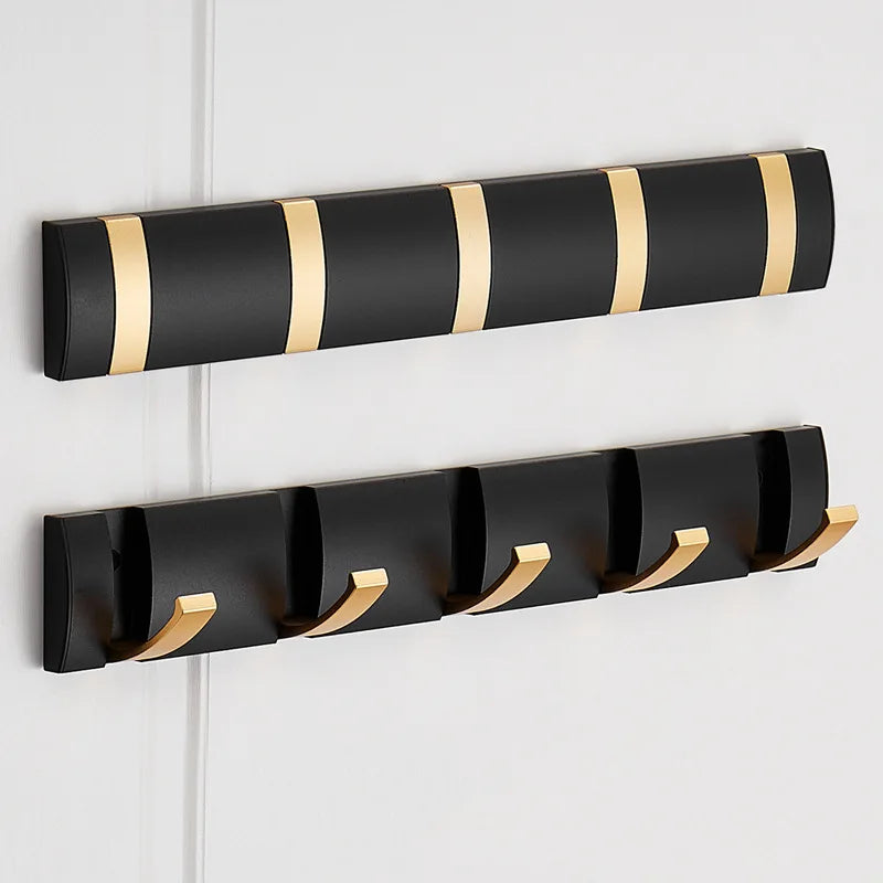 Black Golden Folding Robe Hooks Towel Hanger Nail Free Installation Wall Rack Hooks Coat Clothes Holder for Bathroom Kitchen