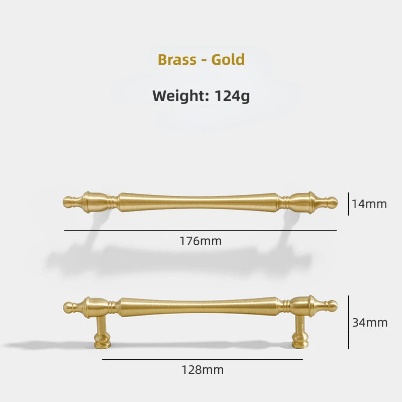 Brass Furniture Handles Gold Drawers Knobs European Kitchen Cabinets Pulls All Copper Wardrobes Door Handles Furniture Hardware