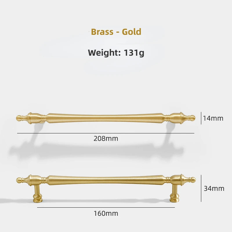 Brass Furniture Handles Gold Drawers Knobs European Kitchen Cabinets Pulls All Copper Wardrobes Door Handles Furniture Hardware