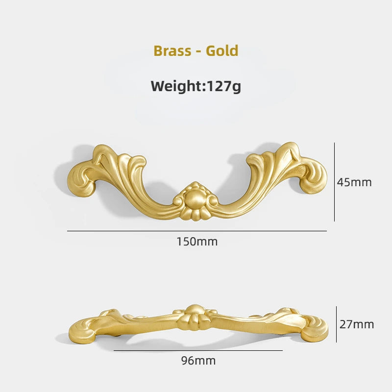 Brass Furniture Handles Gold Drawers Knobs European Kitchen Cabinets Pulls All Copper Wardrobes Door Handles Furniture Hardware