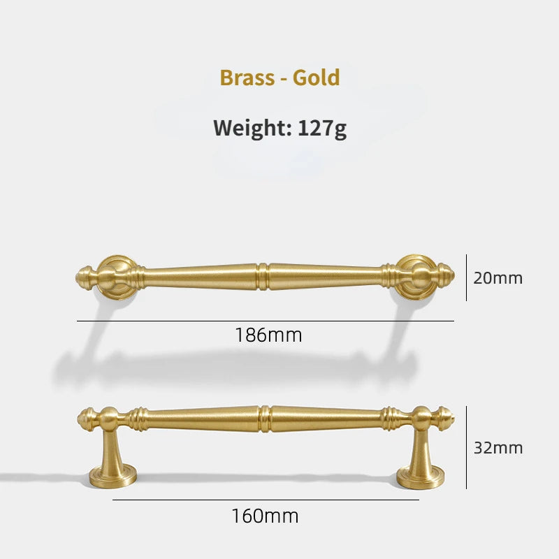 Brass Furniture Handles Gold Drawers Knobs European Kitchen Cabinets Pulls All Copper Wardrobes Door Handles Furniture Hardware