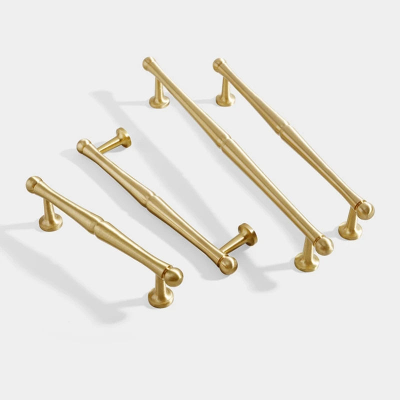 Brass Furniture Handles Gold Drawers Knobs European Kitchen Cabinets Pulls All Copper Wardrobes Door Handles Furniture Hardware