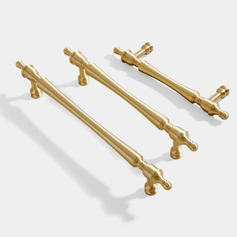 Brass Furniture Handles Gold Drawers Knobs European Kitchen Cabinets Pulls All Copper Wardrobes Door Handles Furniture Hardware