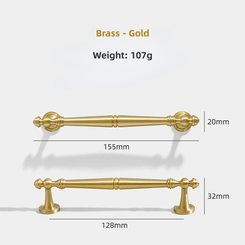 Brass Furniture Handles Gold Drawers Knobs European Kitchen Cabinets Pulls All Copper Wardrobes Door Handles Furniture Hardware