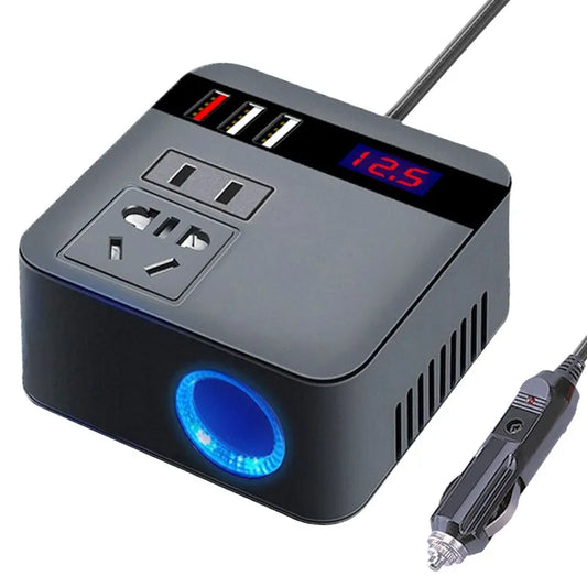 Car Inverter 150W Peak DC12V/24V to 110V/220V LED Display Sockets Power Inverter Adaptor Fast Charging