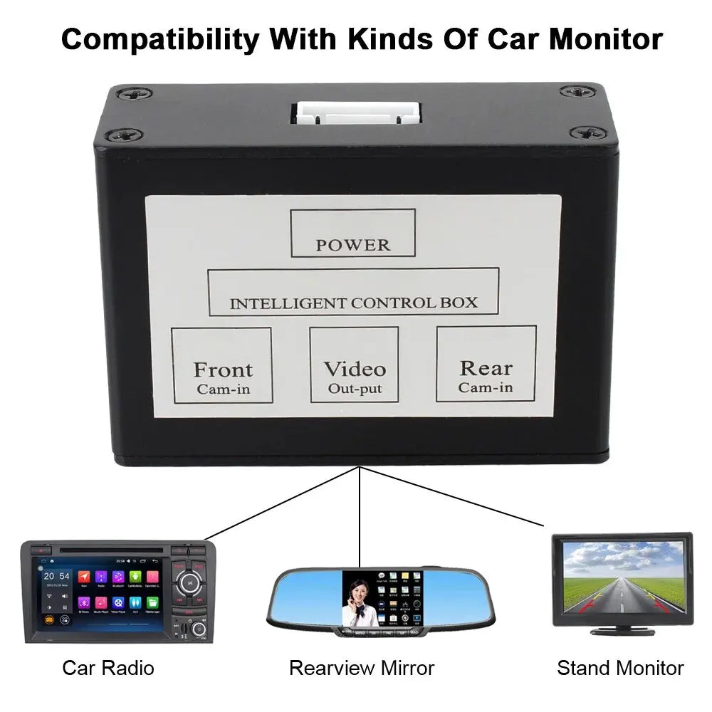 Car Parking Camera Video Channel Converter Front And Rear View Two-Way Control Box With Manual Switch