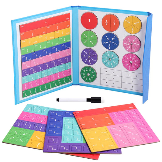 Children Magnetic Fraction Learning Math Toys Wooden Fraction Book Set Parish Teaching Aids Arithmetic Learning Educational Toys