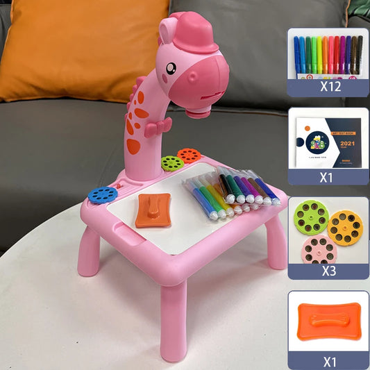 Children led projector drawing table toy painting set table educational board learning tools painting toys for children