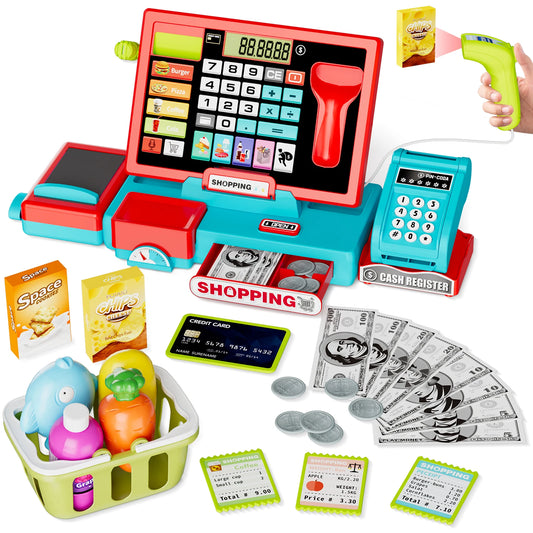 Children's Shopping Cash Register Toy Supermarket Set Simulation Food Calculation Cash Register Cross-dressing Toy Boy Girl Gift