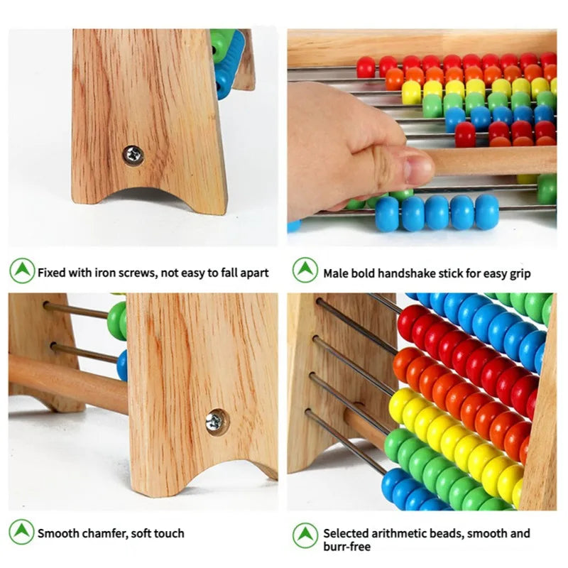 Classic Wooden Educational Counting Toy 100 Beads Preschool Math Learning Toys Montessori Number Arithmetic Abacus Toddler Gift