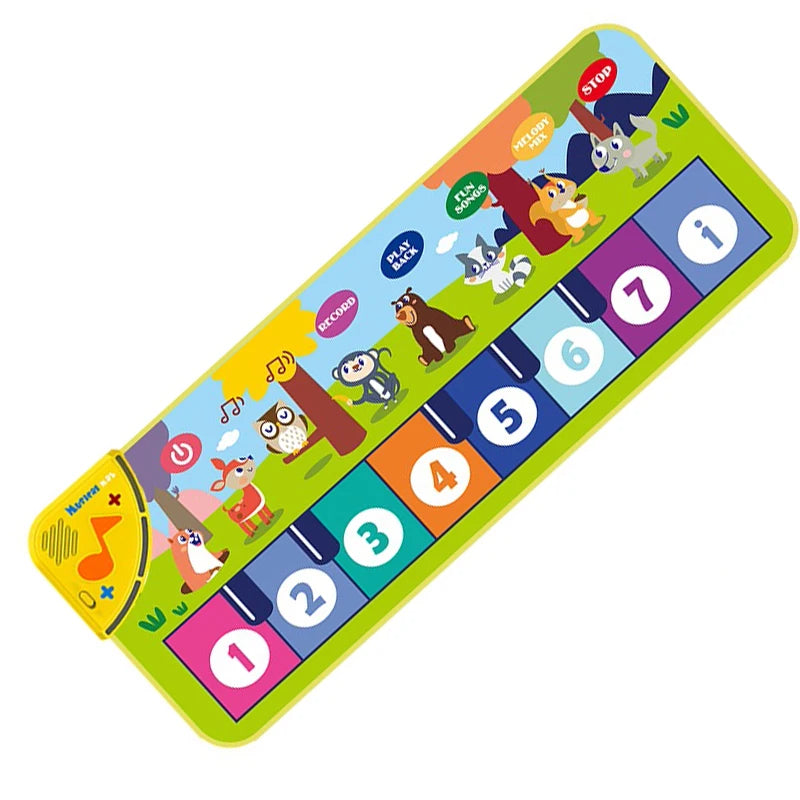Coolplay 110x36cm Musical Piano Mat for Kids Toddlers Floor Keyboard Dance Mat with 8 Animal Sounds Baby Mat Educational Toys