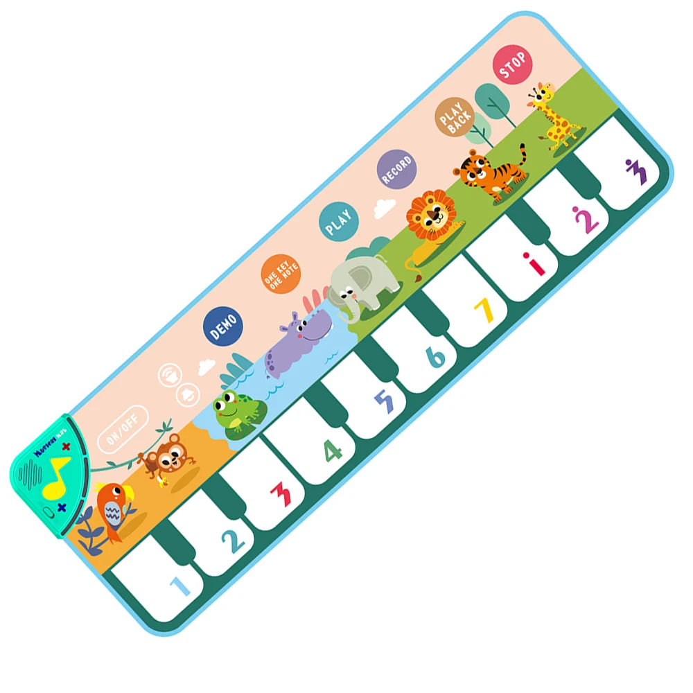 Coolplay 110x36cm Musical Piano Mat for Kids Toddlers Floor Keyboard Dance Mat with 8 Animal Sounds Baby Mat Educational Toys