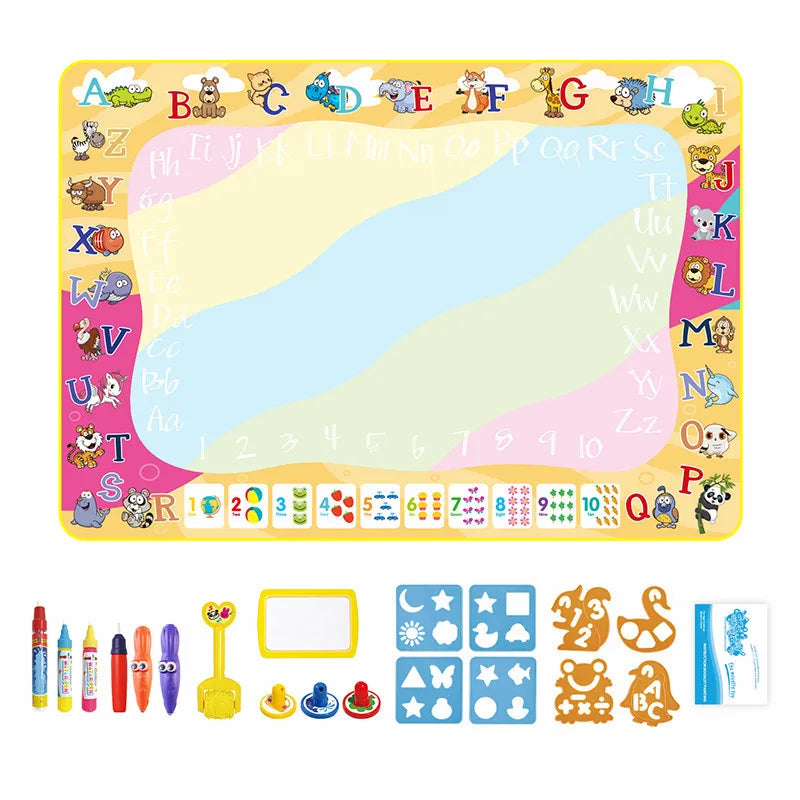 Coolplay Magic Water Drawing Mat Coloring Doodle Mat with Magic Pens Montessori Toys Painting Board Educational Toys for Kids