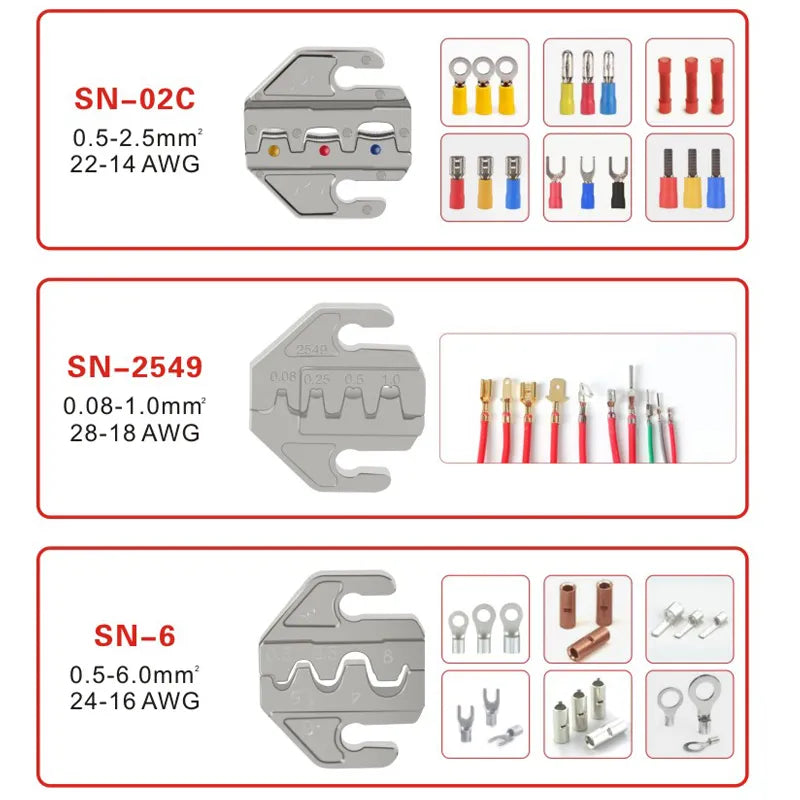 Crimping Tool Set Pressed Pliers Electrician Tools Electrical Terminals Clamp Electronics Pressing Connector Hand Jaws 48BS 2549