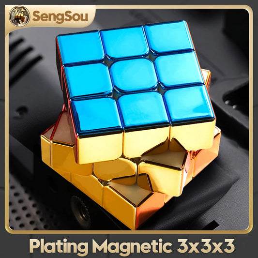 CubeFun SengSo Metal 3x3 Magnetic Golden Cubo Magic Cube Puzzle Speed Cibe M3 3x3x3 Magico Cubo Cibo Toy