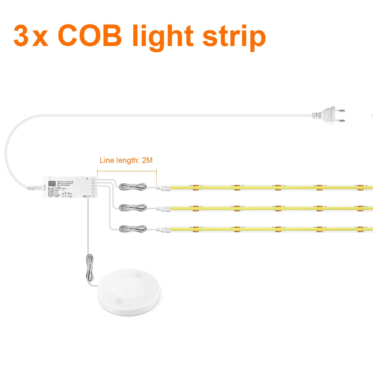 Dimmable LED Cabinet Light COB Strip Kitchen Shelf Pantry Showcase Bedroom Closet Backlight Lamp Hand Touch Motion Sensor Switch