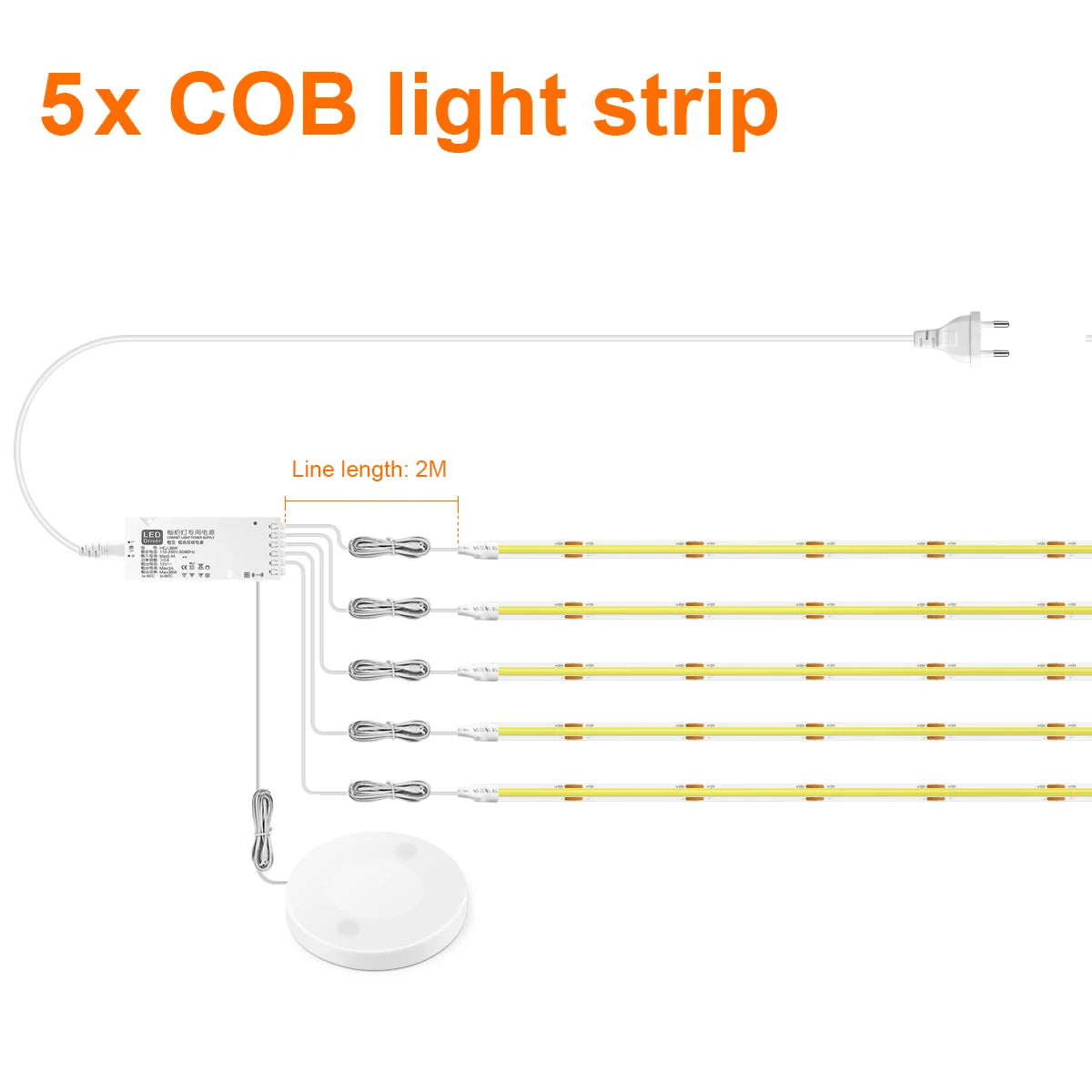 Dimmable LED Cabinet Light COB Strip Kitchen Shelf Pantry Showcase Bedroom Closet Backlight Lamp Hand Touch Motion Sensor Switch