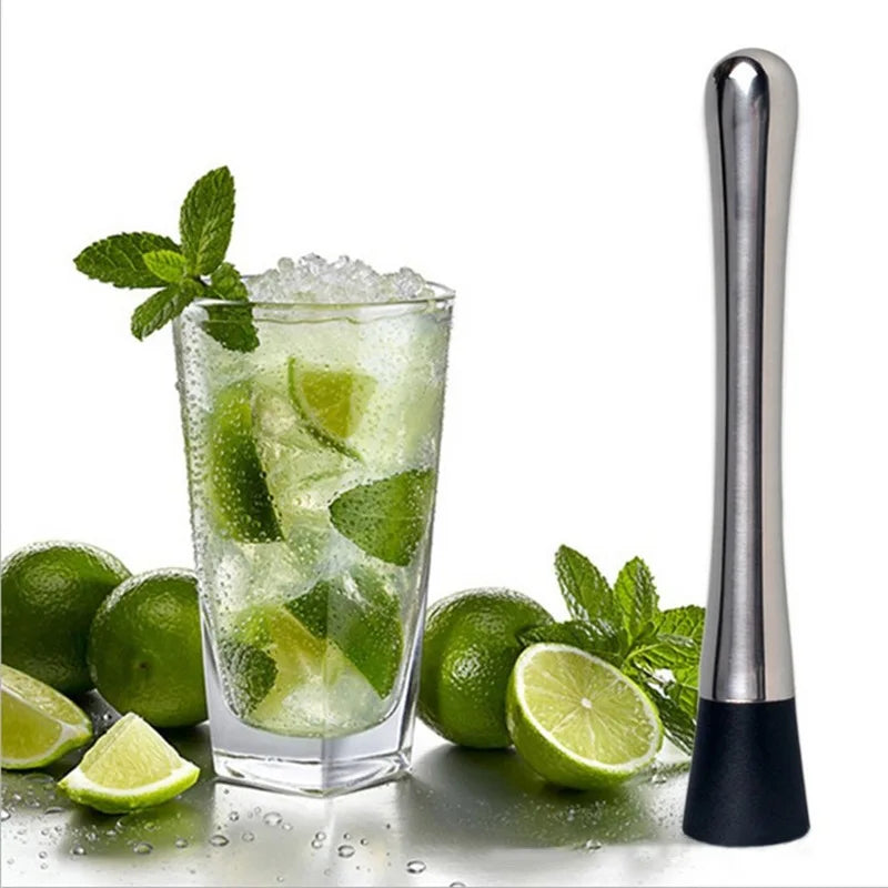 Durable Stainless Steel Wine Mixing Stick Muddler Cocktail Stirrer Shaker Ice Crusher Comfortable Grip Barware Tool