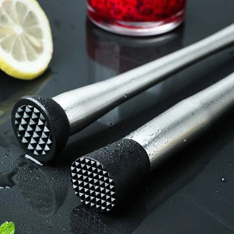 Durable Stainless Steel Wine Mixing Stick Muddler Cocktail Stirrer Shaker Ice Crusher Comfortable Grip Barware Tool