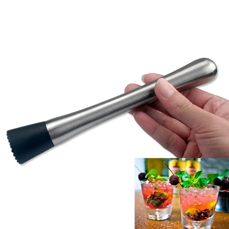 Durable Stainless Steel Wine Mixing Stick Muddler Cocktail Stirrer Shaker Ice Crusher Comfortable Grip Barware Tool