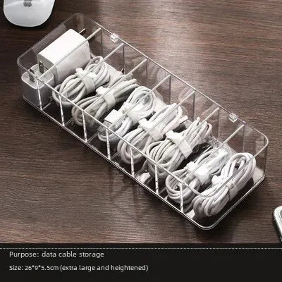 Dustproof Desktop Organizer Box Wire Arrangement Box Mobile Phone Charging Line Power Line Clip Transparent Foldable Covered