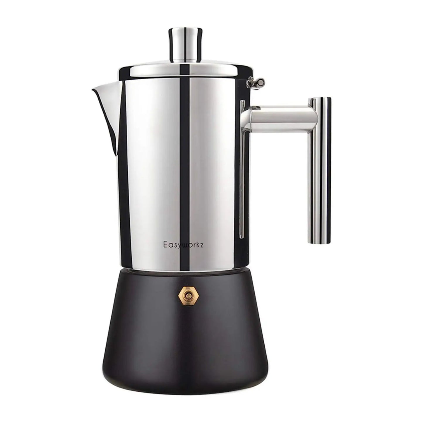 Easyworkz Diego Stovetop Espresso Maker Stainless Steel Italian Coffee Machine Maker 4Cup 6.8 oz Induction Moka Pot