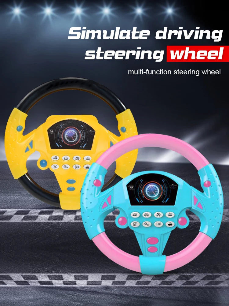 Eletric Simulation Steering Wheel Toy with Light Sound Baby Kids Musical Educational Copilot Stroller Steering Wheel Vocal Toys