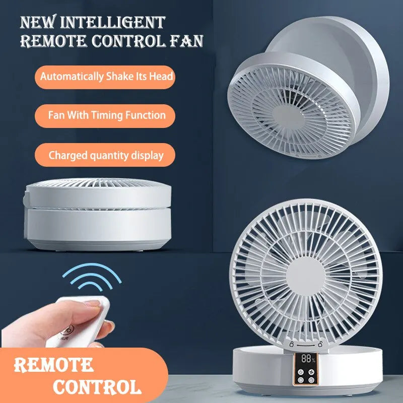 Fan With Remote Control Portable Wall-Hanging Rechargeable Usb Electric Folding Fan Nightlight Air Cooler Household