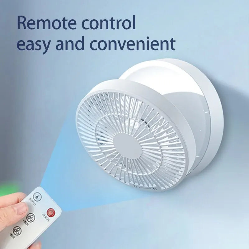 Fan With Remote Control Portable Wall-Hanging Rechargeable Usb Electric Folding Fan Nightlight Air Cooler Household