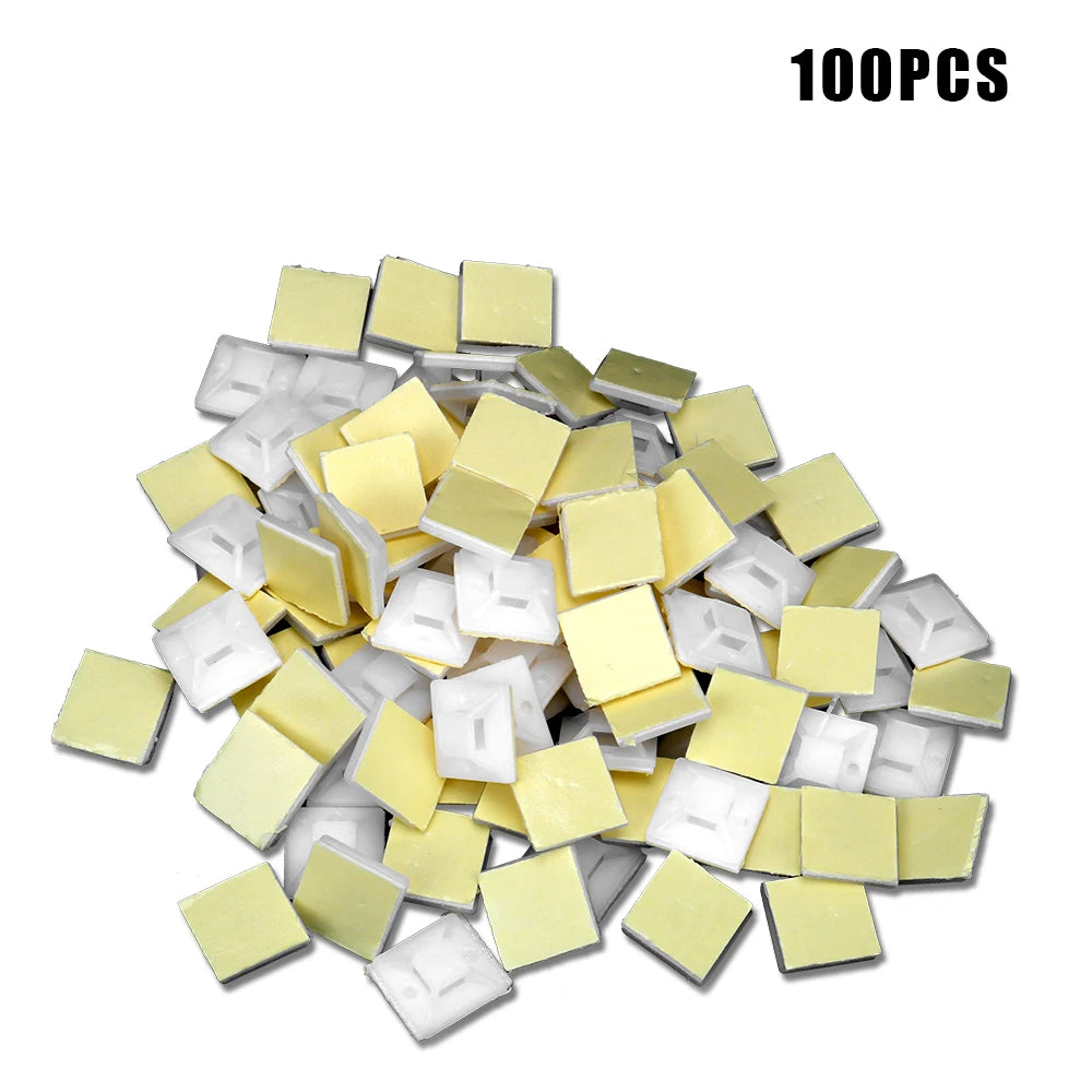 Fixing Seat Clamps Self Adhesive Cable Tie Base 100PCS Wiring Accessories White Zip Tie Mount 2cm x 2cm Wire Wall Holder