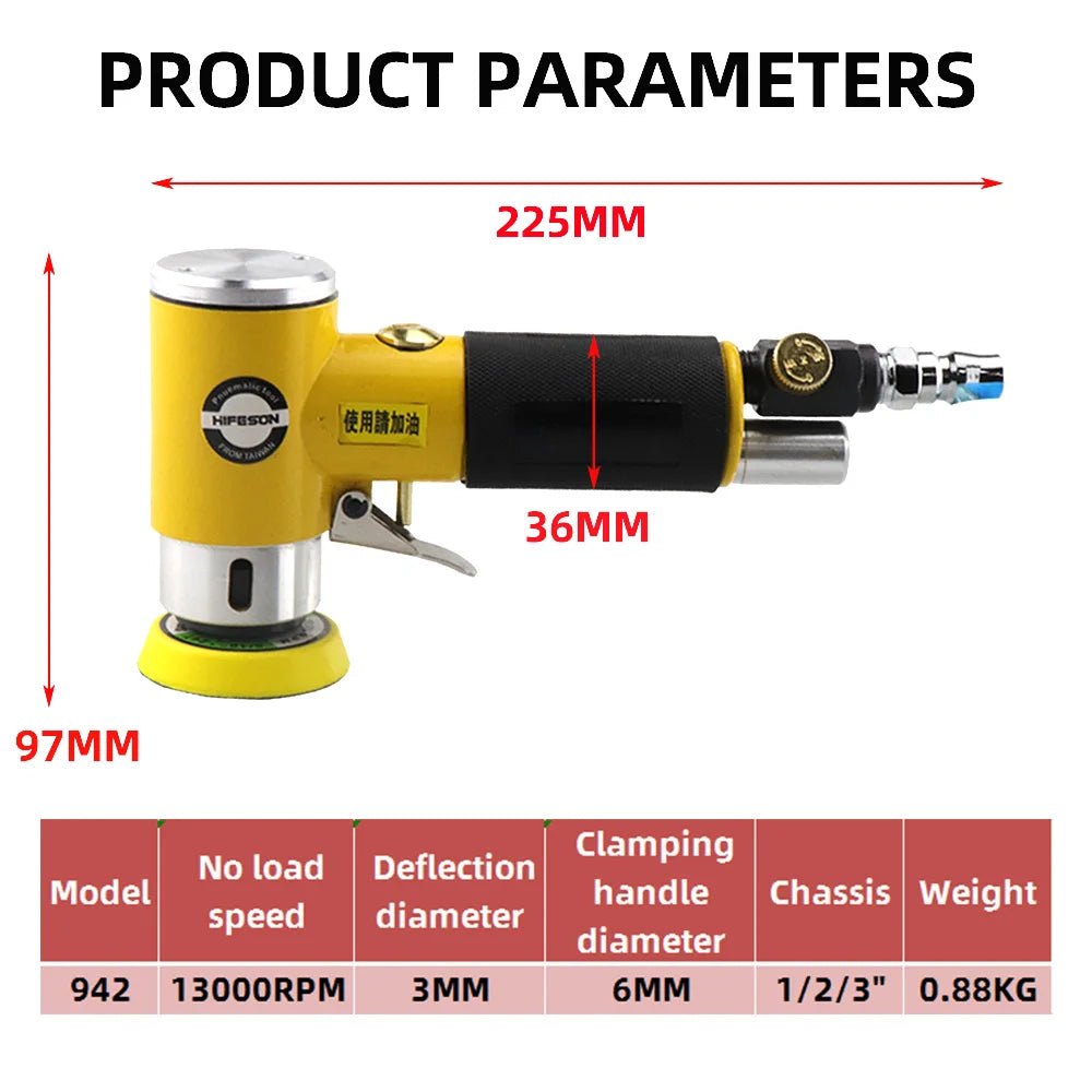 HIFESON Mini 2 / 3 "Air Sander pneumatic polisher grinder buffer double acting track polisher 80 sheets sandpaper Kit