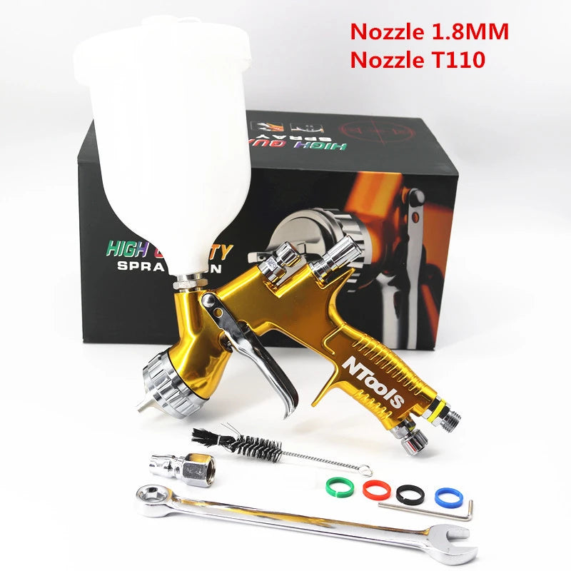 High Quality Spray Gun Ntools Car Paint Spray Gun TE20/T110 1.3/1.8mm Nozzle Paint Gun Water Based Air Spray Gun Airbrush