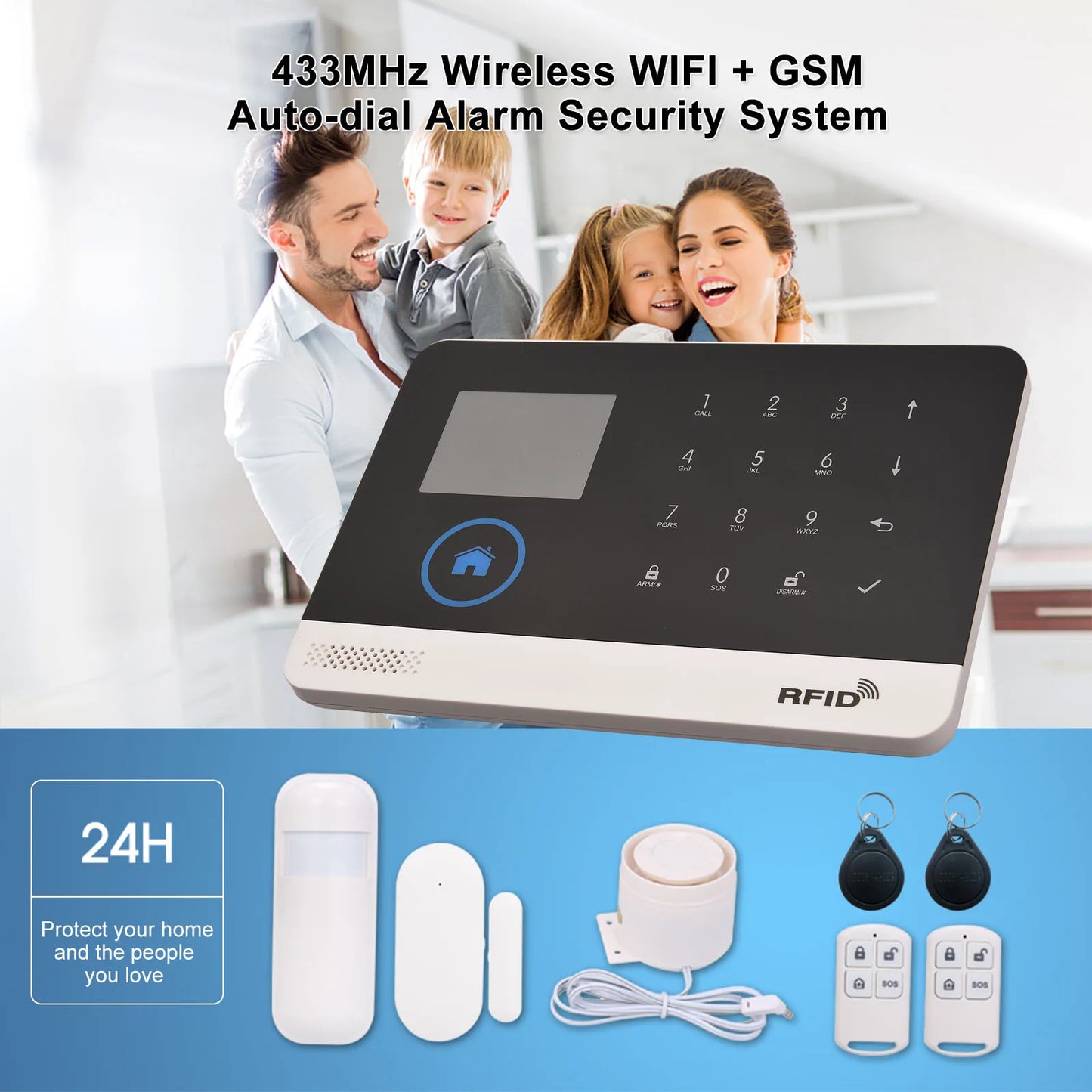 Home Alarm Wireless WIFI 433MHz Home Security Alarm System For Tuya APP With Pet Motion Sensor Smoke Detector Gas Securiti Alarm