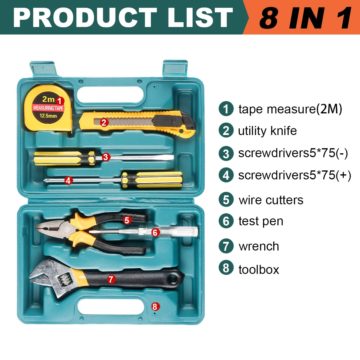 Household Tool Set General Repair Small Hand Tool Kit Storage Case for Home Garage Office College Dormitory Use