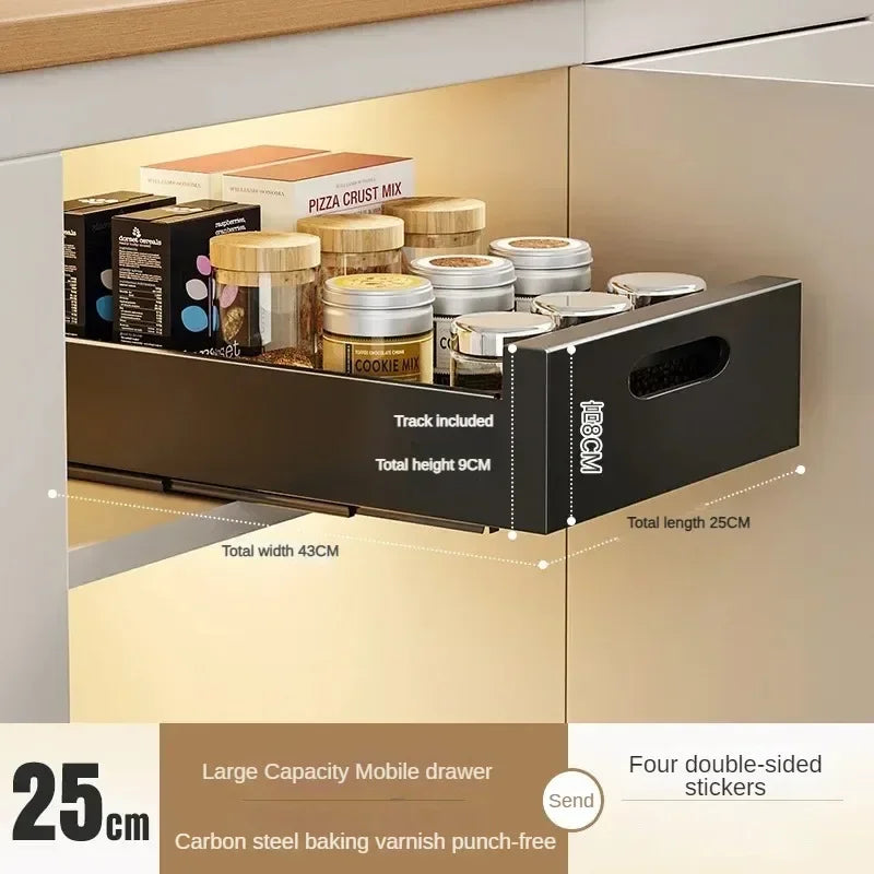 In-Cabinet Drawers Shelf Kitchen Storage Pull Out Bottles Jars Basket Layered Spice Dish Plate Under Sink Boxes Home Organizater