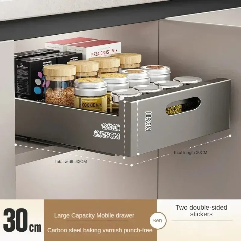 In-Cabinet Drawers Shelf Kitchen Storage Pull Out Bottles Jars Basket Layered Spice Dish Plate Under Sink Boxes Home Organizater