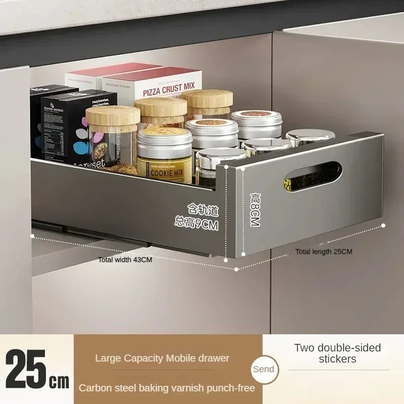 In-Cabinet Drawers Shelf Kitchen Storage Pull Out Bottles Jars Basket Layered Spice Dish Plate Under Sink Boxes Home Organizater