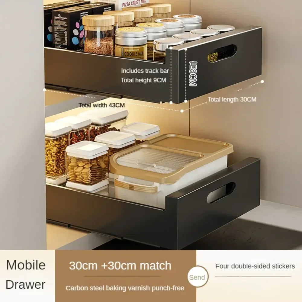 In-Cabinet Drawers Shelf Kitchen Storage Pull Out Bottles Jars Basket Layered Spice Dish Plate Under Sink Boxes Home Organizater