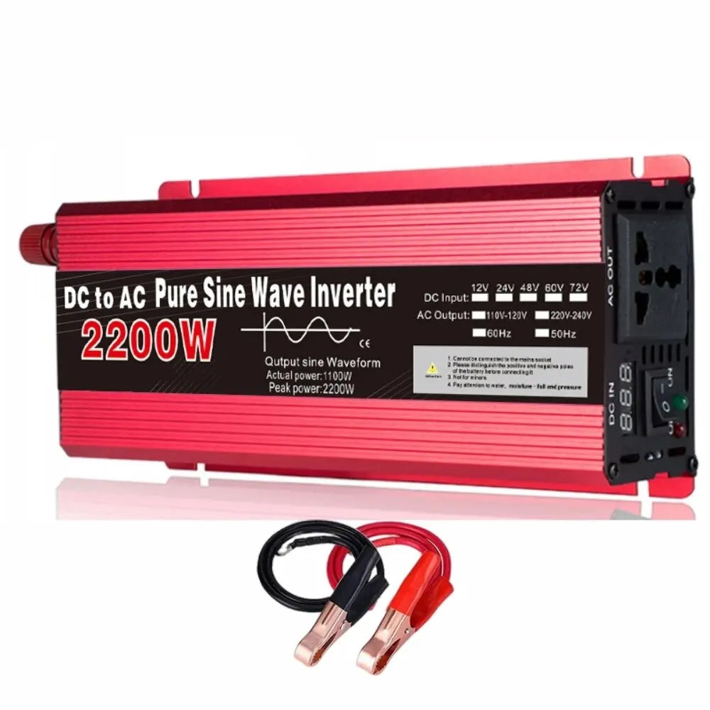 Inverter 12v 220v Pure Sine Wave 1000W 1600W 2200W 3000W DC 12v To AC 220V Portable Power Supply Converter Car Solar Inverter