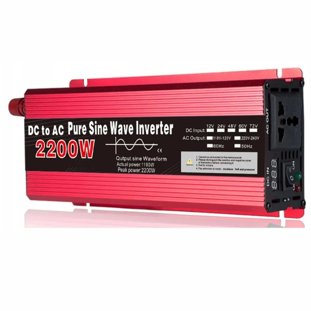 Inverter 12v 220v Pure Sine Wave 1000W 1600W 2200W 3000W DC 12v To AC 220V Portable Power Supply Converter Car Solar Inverter