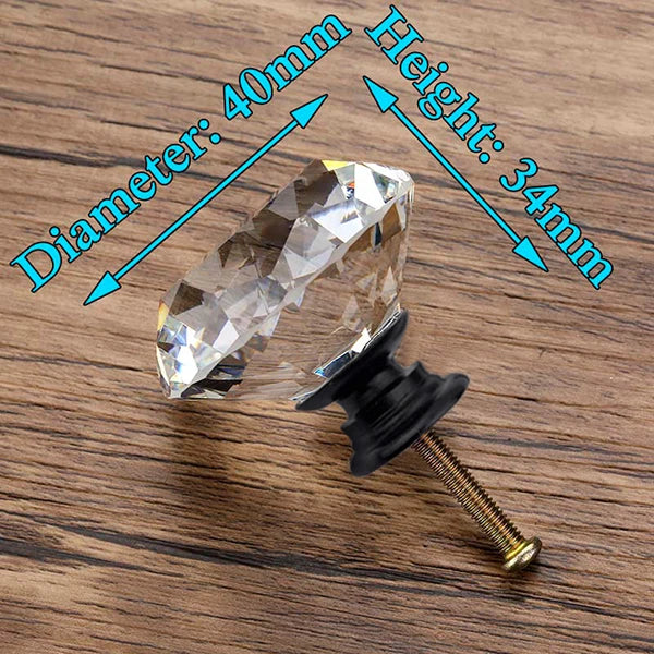 KAK 20-40mm Diamond Shape Design Crystal Glass Knobs Cupboard Drawer Pull Kitchen Cabinet Door Wardrobe Handles Hardware