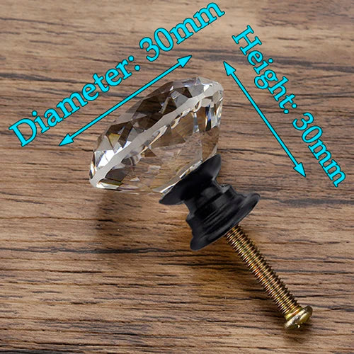 KAK 20-40mm Diamond Shape Design Crystal Glass Knobs Cupboard Drawer Pull Kitchen Cabinet Door Wardrobe Handles Hardware