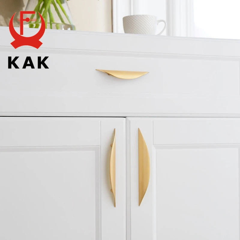 KAK Copper Gold Cabinet Handles Drawer Knobs Black Kitchen Handles Cupboard Door Pulls Half Moon Furniture Handle Door Hardware