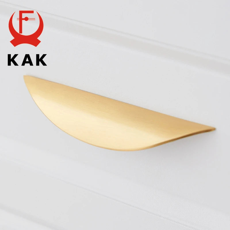 KAK Copper Gold Cabinet Handles Drawer Knobs Black Kitchen Handles Cupboard Door Pulls Half Moon Furniture Handle Door Hardware