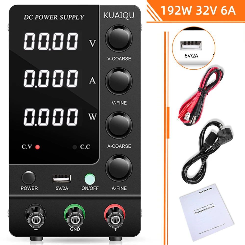 KUAIQU DC Laboratory Power Supply 30V 60V 120V Adjustable Voltage Regulator Bench Switching Power Supply Preset Current ON/OFF