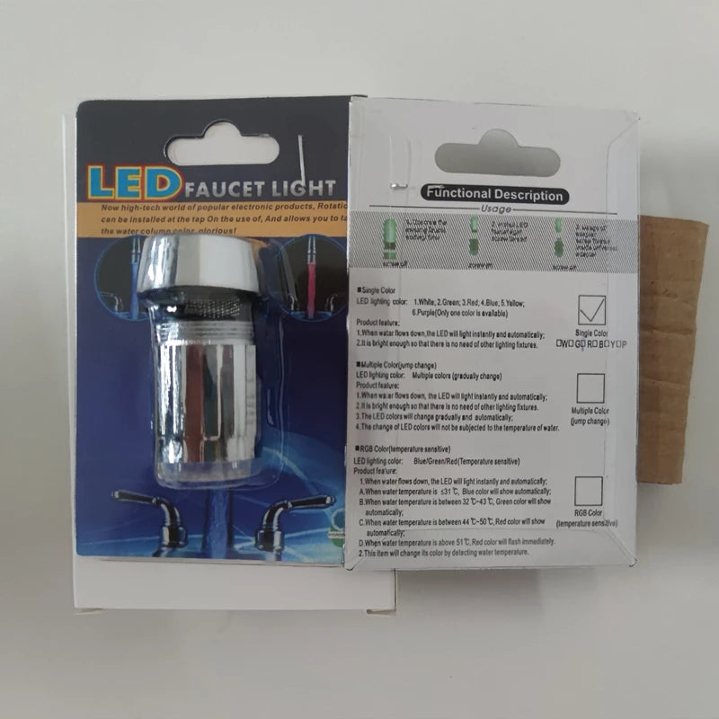LED Temperature Sensitive Faucet Water Saving Kitchen Bathroom Sensor 7 Color Change Faucet Head Aerator Tap Nozzle Shower