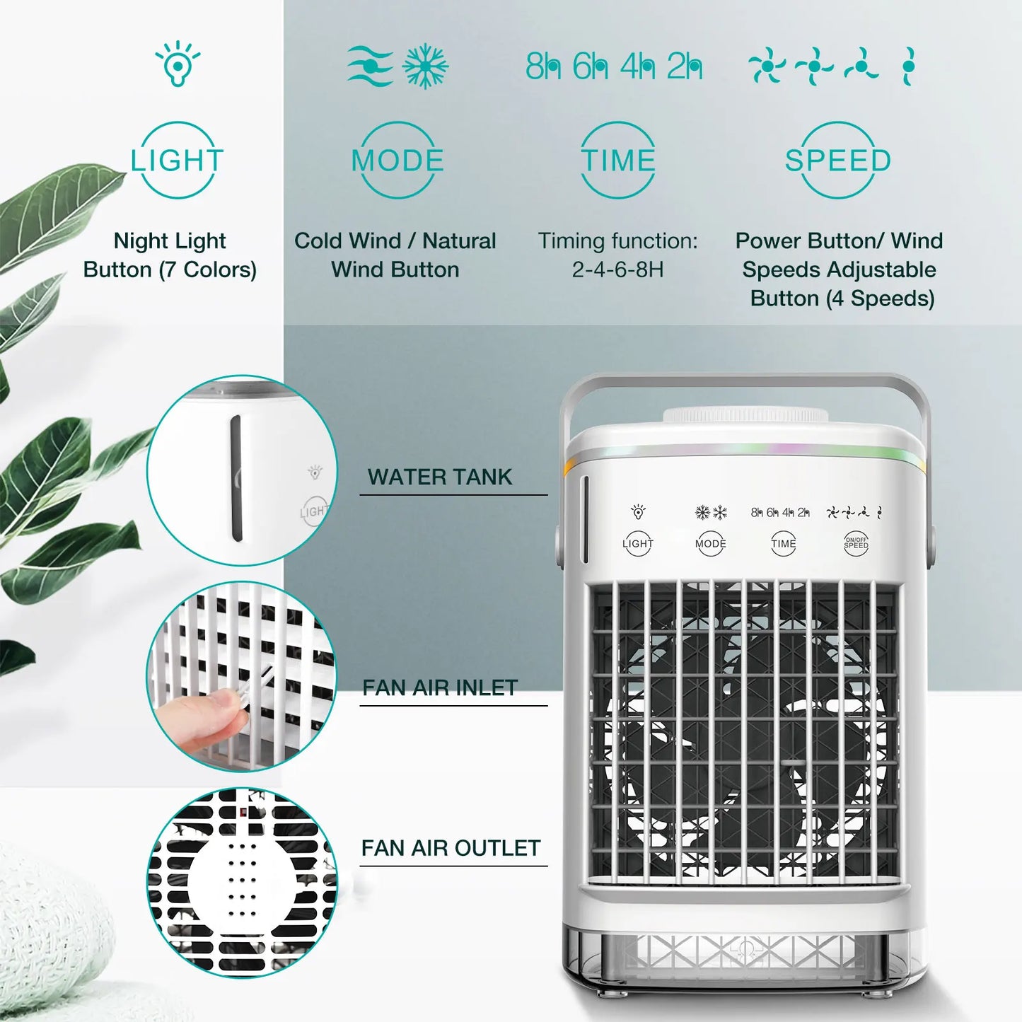 Mini Air Conditioning Cooling Fan Multi-function Usb New Household Portable Air Conditioner Humidifier Strong Wind