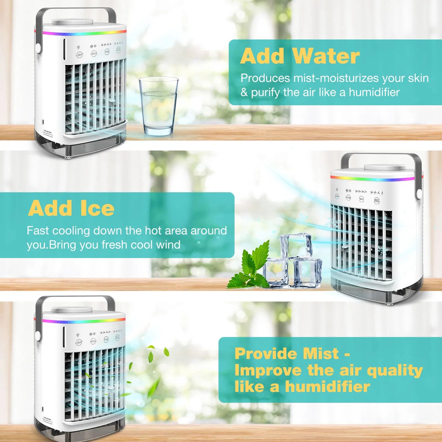 Mini Air Conditioning Cooling Fan Multi-function Usb New Household Portable Air Conditioner Humidifier Strong Wind