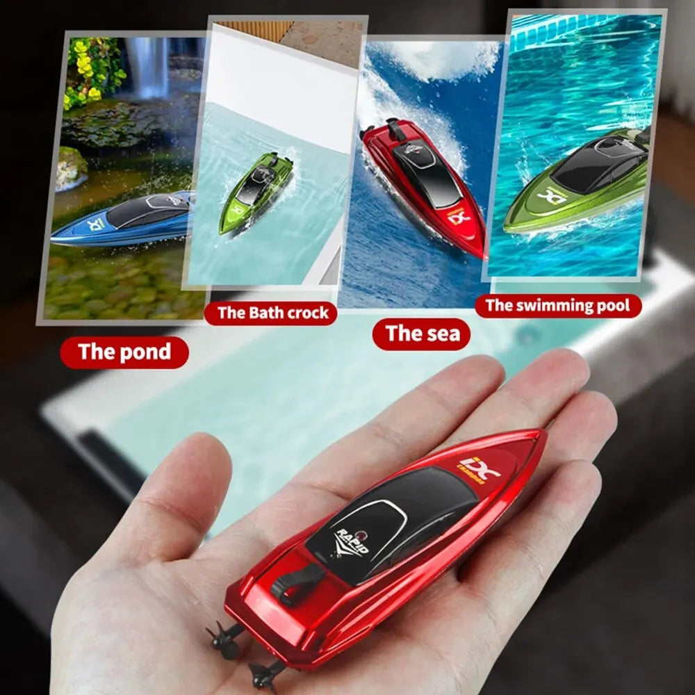 Mini RC Boat 5km/h Radio Remote Controlled High Speed Ship Palm Boat Electric Summer Water Pool Control Boats Toys Models Gifts